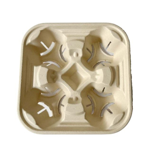 Custom Dry Pressed Pulp Cup Holder 4 Holes Wholesale