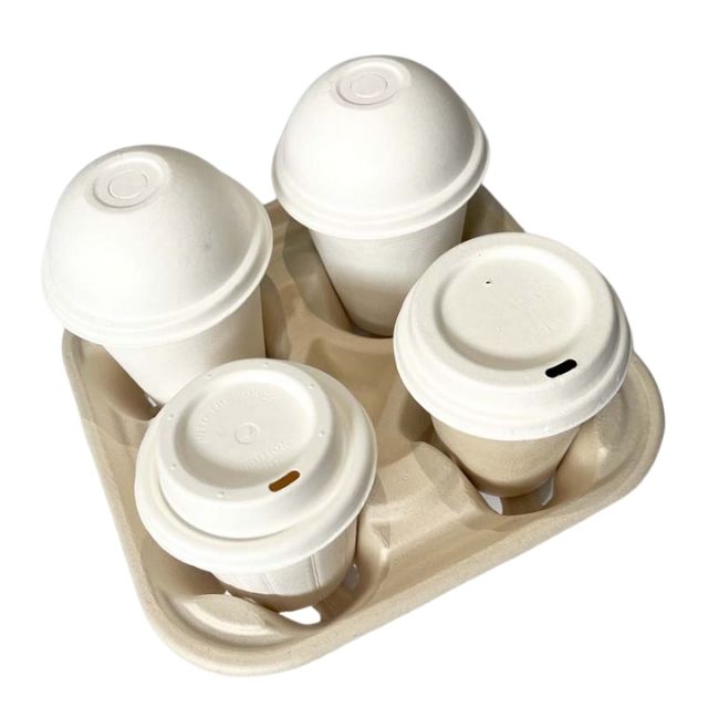 Custom Dry Pressed Pulp Cup Holder 4 Holes Wholesale